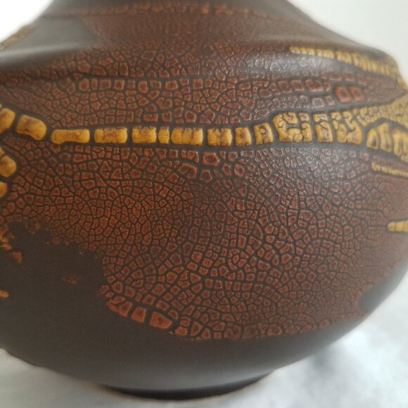 Royal Haeger Pottery Vase Set Brown Earth Wrap Volcanic Lava Orange Peel Glaze - Picture 14 of 15